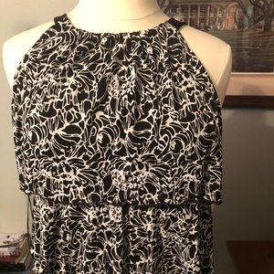 Black and Cream ruffled blouse